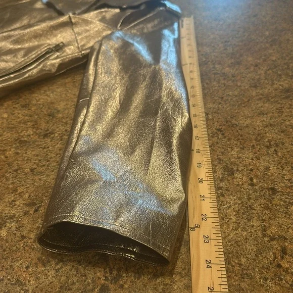 Who What Where Vegan Leather Moto Jacket Silver Womens Size X Long Sleeve - Picture 8 of 11